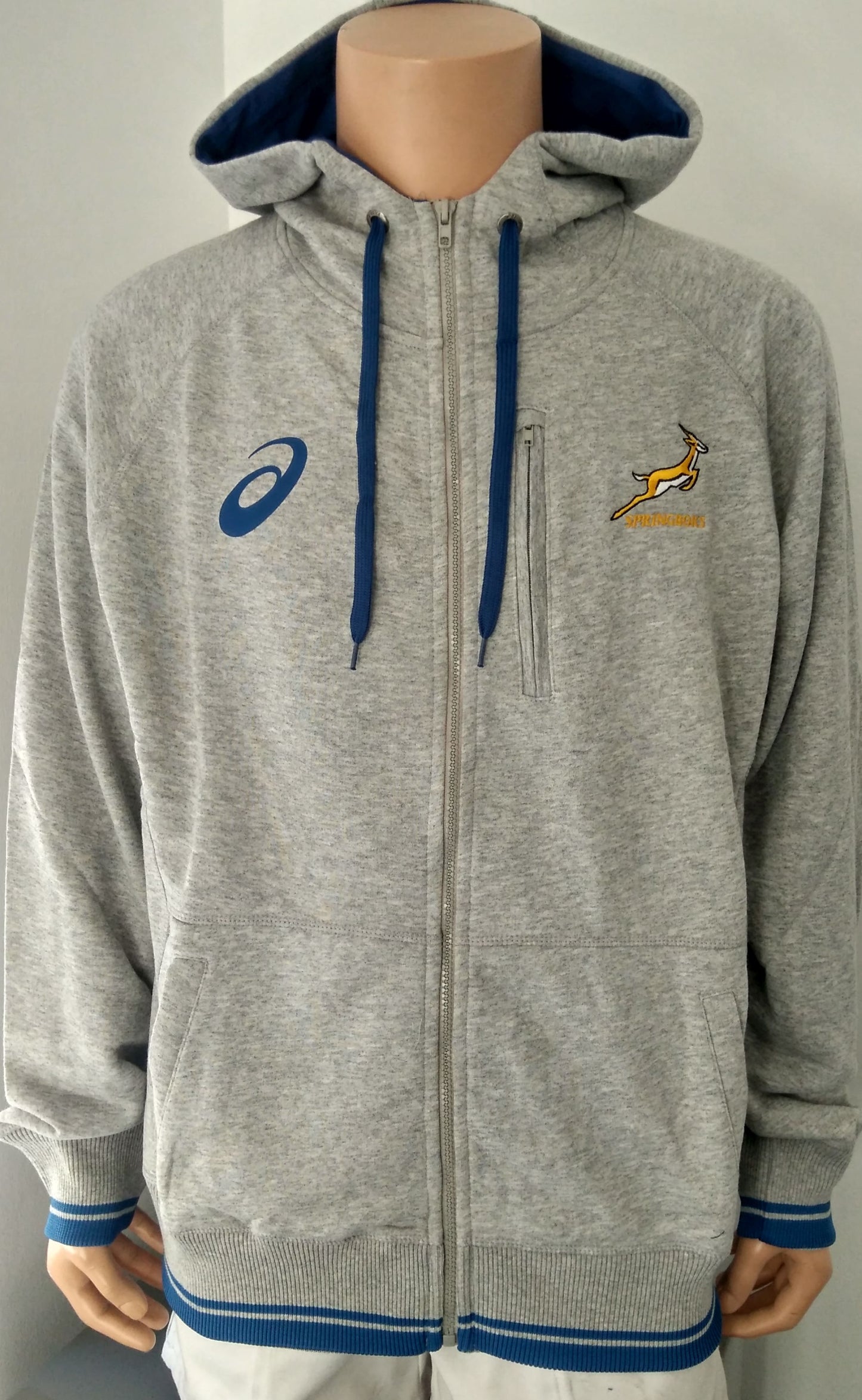 Asics Springboks Grey Full Zip Hoodie